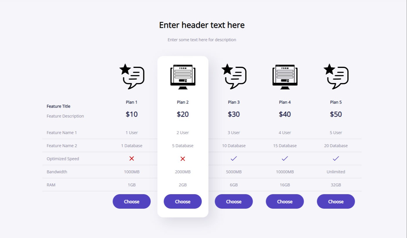 This is how it looks the module with cta, icons and price